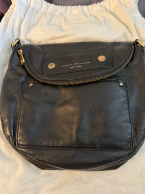 Marc by Marc Jacobs Black Leather Crossbody with Gold Hardware